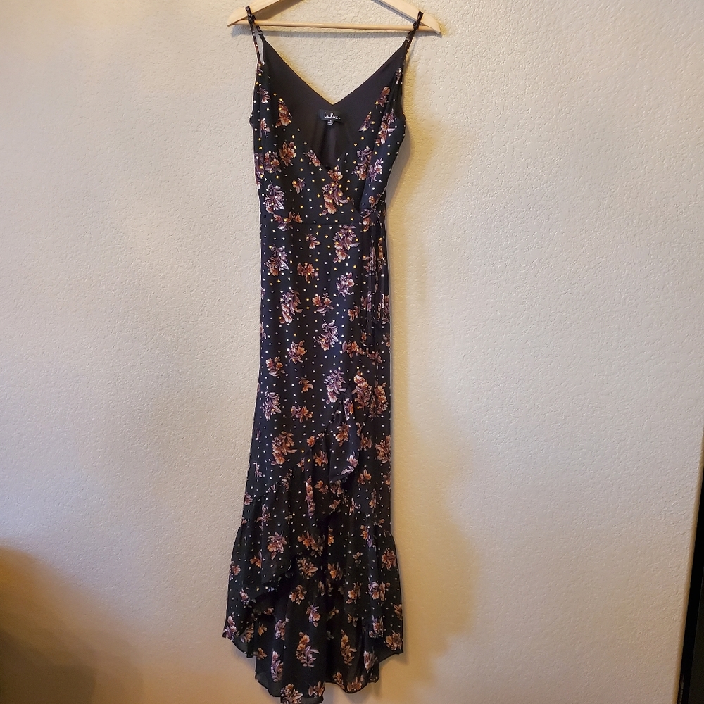 Lulu's high low maxi floral wrap dress